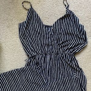 Black and white striped jumpsuit/romper